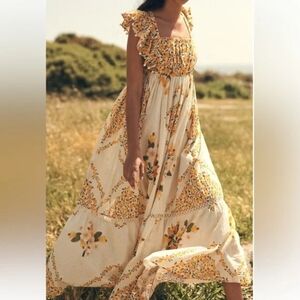 FARM RIO Off White Cashew Crossed Back Maxi Dress NWT